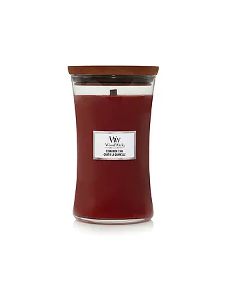 WOODWICK | Vela de reloj de arena con mecha crepitante 610g Large Patchouli Creme | dunkelrot